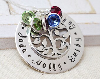 Personalized Family Tree Necklace For Mom, Grandmother Necklace, Family Tree Necklace With Kids Names, Gift For Mom, Mother Family Tree Gift