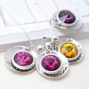 Mother&#39;s Day Gift Necklace, Personalized Birthstone Mommy Necklace, Gift for Nana, Sterling Silver Pendant for Grandma, Custom Gift for Mom