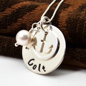 Christmas Gift Necklace, New Mom Baby Boy Necklace,  Mothers Necklace, Personalized Anchor Necklace, Gift for Mother, New Mom Jewelry