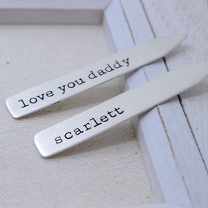 Father's Day Collar Stays Personalized Christmas Gift Gifts for Dad Daddy Collar Stays Gift for Husband Sterling Silver custom image 3