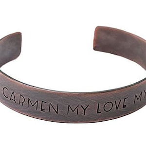 Valentine's Day Gift Bracelet for Men Copper Cuff, Personalized, Gift for Him, Hand Stamped, Custom, Hidden Message, Coordinates Bracelet image 1