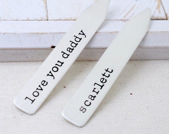 Father's Day Collar Stays - Personalized Christmas Gift - Gifts for Dad - Daddy Collar Stays - Gift for Husband - Sterling Silver custom