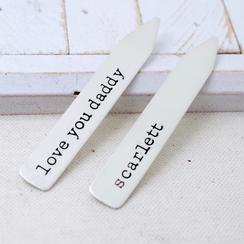 Father's Day Collar Stays Personalized Christmas Gift Gifts for Dad Daddy Collar Stays Gift for Husband Sterling Silver custom image 1