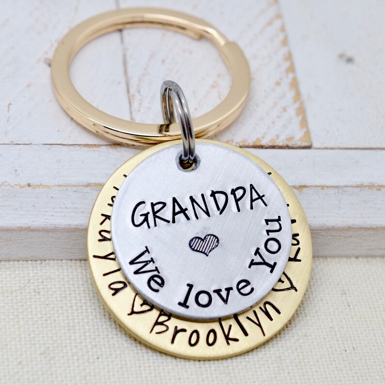 Personalized Keychain for Dad, Christmas Gift for Dad from Kids, Gift for Grandpa, Grandfather Keychain, Custom Papa Keychain, Gift for Him image 3