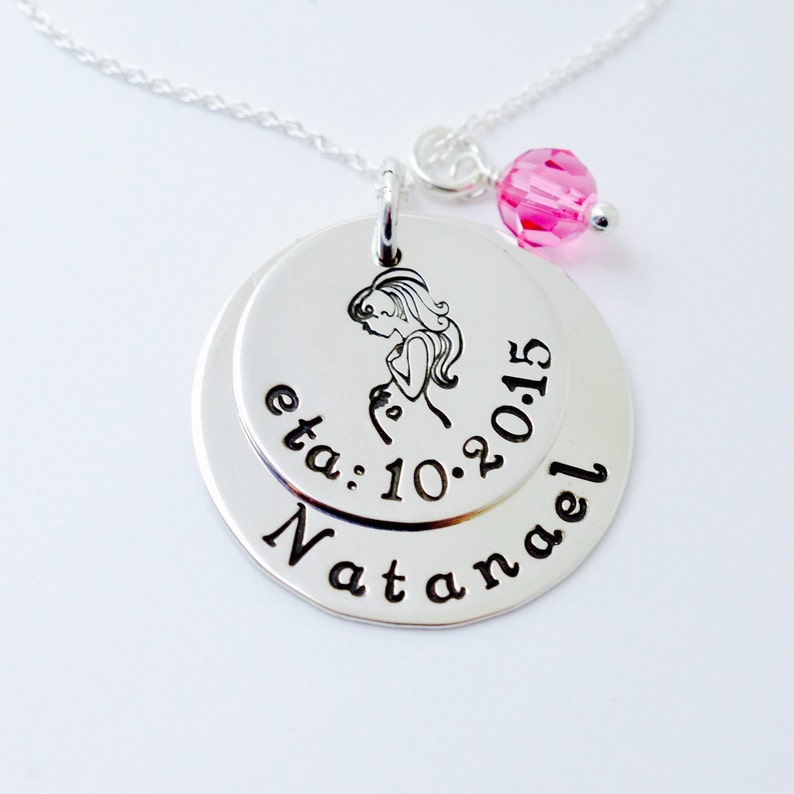 New Mommy Baby Shower Personalized Handstamped Necklace Etsy