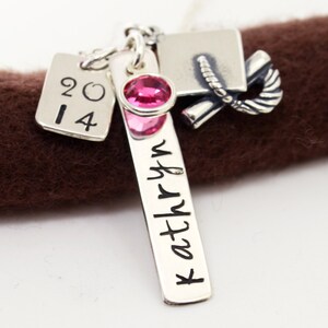 Personalized Graduation Necklace, 2023 Graduation, Sterling Silver Graduation Cap with Diploma, Class of 2023