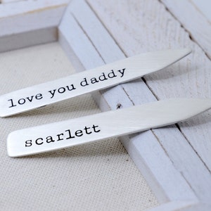 Father's Day Collar Stays Personalized Christmas Gift Gifts for Dad Daddy Collar Stays Gift for Husband Sterling Silver custom image 2