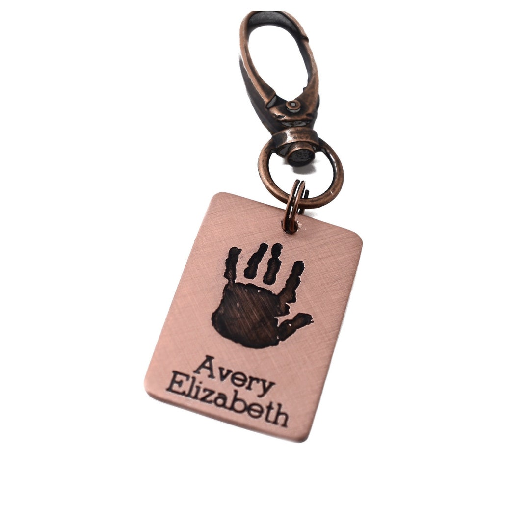 Your Baby's Actual Handprint or Footprint Keychain, Christmas Key Ring ...