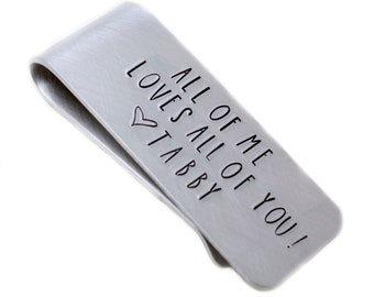 Personalized Valentine's Money Clip Gift For Him, Gift for Husband, Anniversary Gift, Engraved Money Clip, Boyfriend Gift, Silver Money Clip