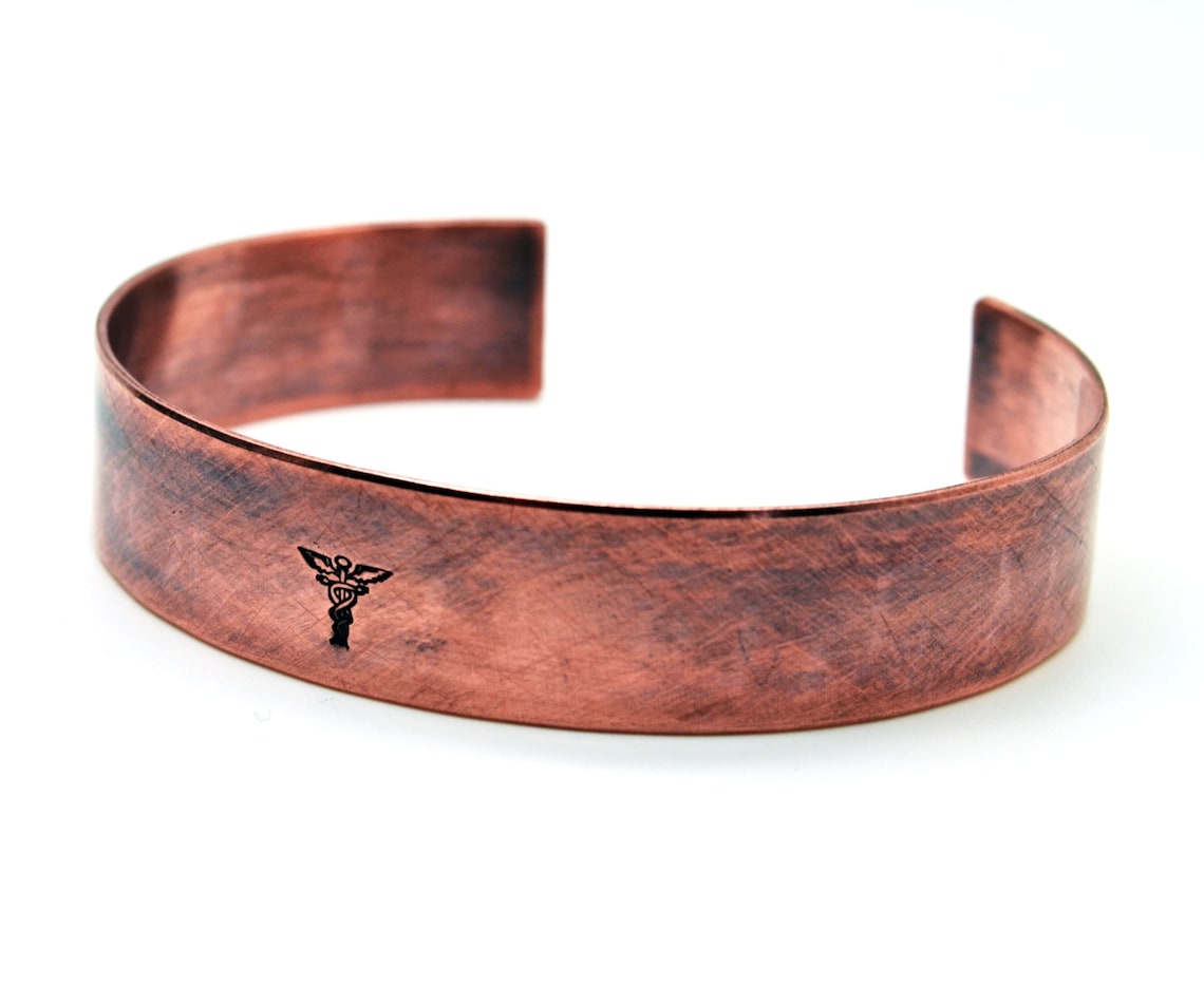 Medical Alert Copper Cuff Bracelet for Men Personalized Hand Etsy