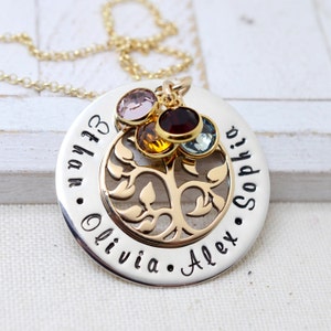 Personalized Mom Necklace, Grandma Birthstone Necklace, Grandmother Family Tree Necklace, Christmas Gift, Gift for Mom, Gift for Nana