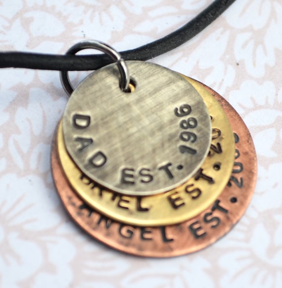 Father's Personalized Necklace Men Jewelry Mixed Metal Etsy