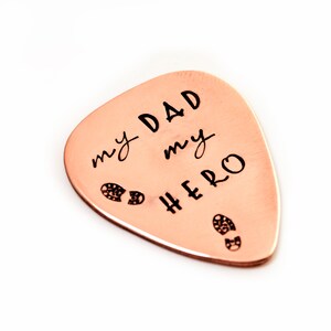 Copper Guitar Pick Key Chain, Double Sided, Personalized Christmas Gift For Dad, Gift, Gift for Husband, Leather Holder, Husband Gift