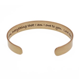 Mother of the Bride Gift from Bride, Personalized Brass Cuff Bracelet, Custom Mother of the Groom Gift from Groom image 3