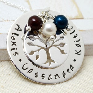 Personalized Family Tree Necklace, Christmas Gift Necklace, Grandmother Necklace, Birthstone Necklace,  Gift for Mom Grandma Nana Jewelry