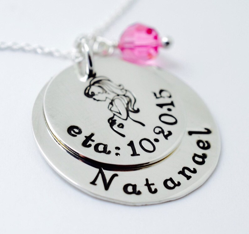 New Mommy Baby Shower Personalized Handstamped Necklace Etsy