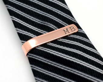 Copper Personalized Tie Clip - Custom Tie Clip - Monogram Tie Clip  -Engraved Tie Bar - Gift for Men - Groomsmen Gift - Wedding Accessory