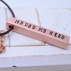 Joyas para hombre, collar de barra de cobre personalizado, regalo para papá, regalo del día del padre, regalo para hombres, idea de regalo para papás, collar personalizado para hombre, papá