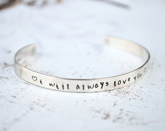 Mother’s Day Sterling Silver Personalized Cuff Bracelet, Maid of Honor, Bridesmaids, Hidden Message, Bridesmaid Gift
