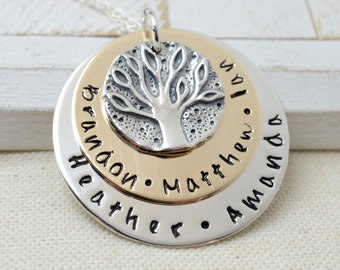 Family Tree Necklace for Grandma, Grandmother Necklace, Gift for Grandma, Mother's Day Gift Jewelry, Gift for Nana, Grandma Gift