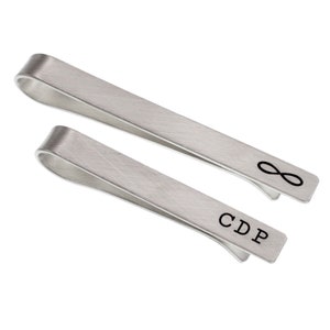 Personalized Tie Bar, Narrow Tie Clip, Sterling Silver, Hand Stamped Tie Clip, Fathers Day Gift, Groomsmen Gift, Best Man Gift, Husband Gift