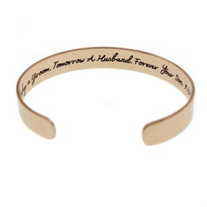 Mother of the Bride Gift from Bride, Personalized Brass Cuff Bracelet, Custom Mother of the Groom Gift from Groom Polished-dark letter