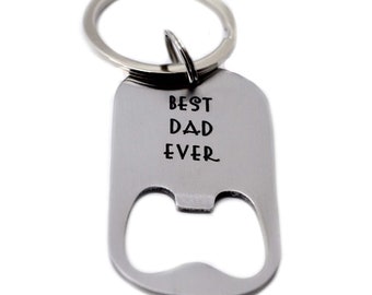 Christmas Best Dad Ever Personalized Bottle Opener Key Chain, Gift for Daddy, Gift for Dad from Kids, Gift for Grandpa, Grandfather Gift