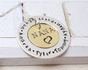 Personalized Christmas Gift Nana Necklace,  Grandma Necklace, Family Necklace with Kid's Names, Gift for Grandma, Gift for Mom from Kids