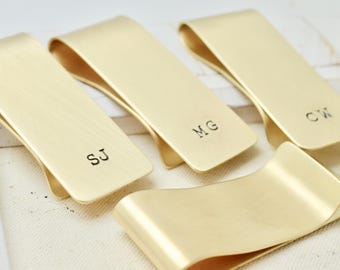 Personalized Brass Money Clip Groomsmen Gift Set - Engraved Money Clip, Gold Money Clip, Custom Best Man Gift, Gift for Him, Money Wallet