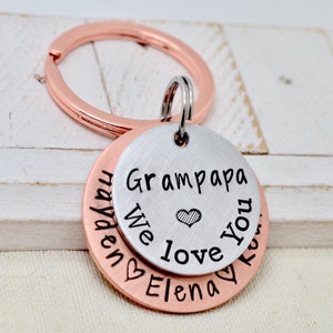 Personalized Keychain for Dad, Christmas Gift for Dad from Kids, Gift for Grandpa, Grandfather Keychain, Custom Papa Keychain, Gift for Him image 2