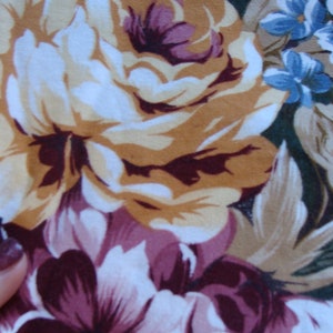 Assorted Roses, Burgundy, Blues, Golds on Heavy White cotton fabric image 5