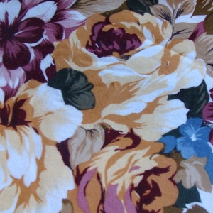 Assorted Roses, Burgundy, Blues, Golds on Heavy White cotton fabric image 3