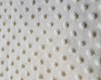 Light Green Polka Dot Embossed Minky Fabric Soft Textured Material (remnant)