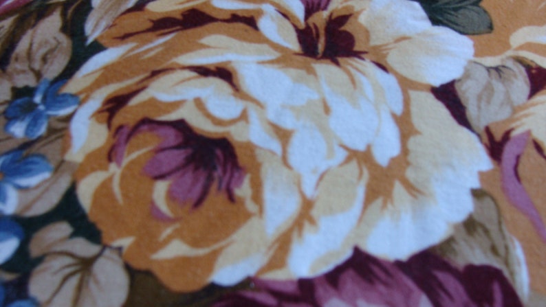 Assorted Roses, Burgundy, Blues, Golds on Heavy White cotton fabric image 2