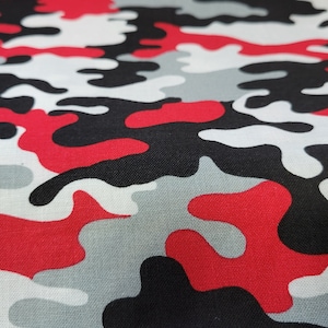 Cotton Fabric - Pattern Fabric - Fashion Camo Camouflage Red Black White -  4my3boyz Fabric