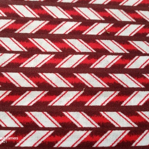 Joann's Burgundy, white, red Stripes on Cotton Fabric Remnant