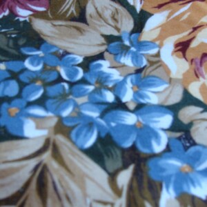 Assorted Roses, Burgundy, Blues, Golds on Heavy White cotton fabric image 4