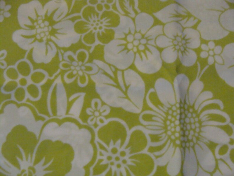 Joann Green and White Flowers Silkie Cotton Blend Fabric Etsy