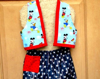 Patriotic Toddler vest and bloomers,  size 3/4