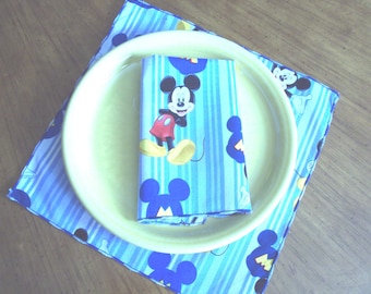 Mickey Mouse Fabric Napkins: Children's Lunch Box Set of Four