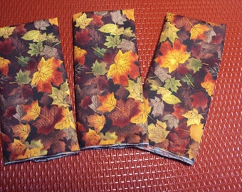 Cocktail napkins or Childrens Fall napkins, Thanksgiving napkins  sold individually  fall leaves