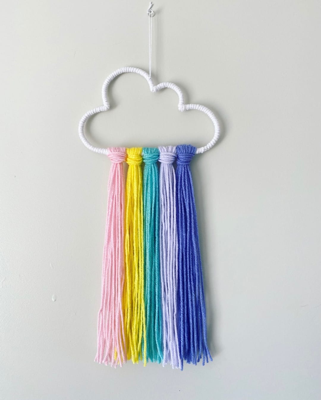 Rainbow and Cloud Boho Wall Hanging, Girls Bedroom, Baby Nursery, Child's Room Decor, Baby