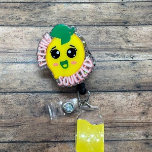 freshly squeezed lemonade badge reel, lemonade, glitter badge reel