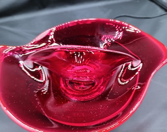 Viking Ruby Red Oblong 2 Part Relish Dish Holiday Table