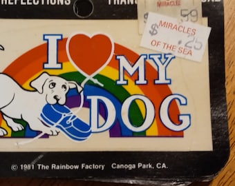 NOS New Old Stock Rainbow I Love My Dog Decal 1981The Rainbow Factory