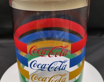 Vintage 80's Coca Cola Glass Canister with lid storage