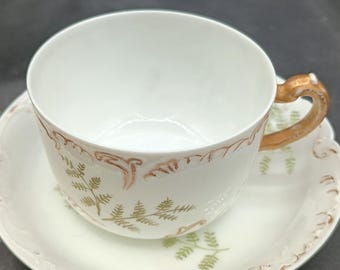 Early H & Co. Limoges France Teacup Saucer Set Bone China Tea Party
