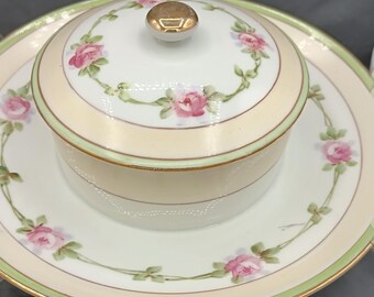 Early Nippon Hand Painted Butter Condiment or Dresser Box