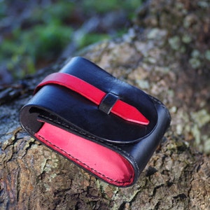 Leather Pouch with Strap Closure