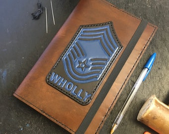 Moleskin Journal Cover 5 x 8,25" Size Journal - Personalisierte Feldabdeckung, Airforce Rank, Military Rank, Floral Design, Individualisierung